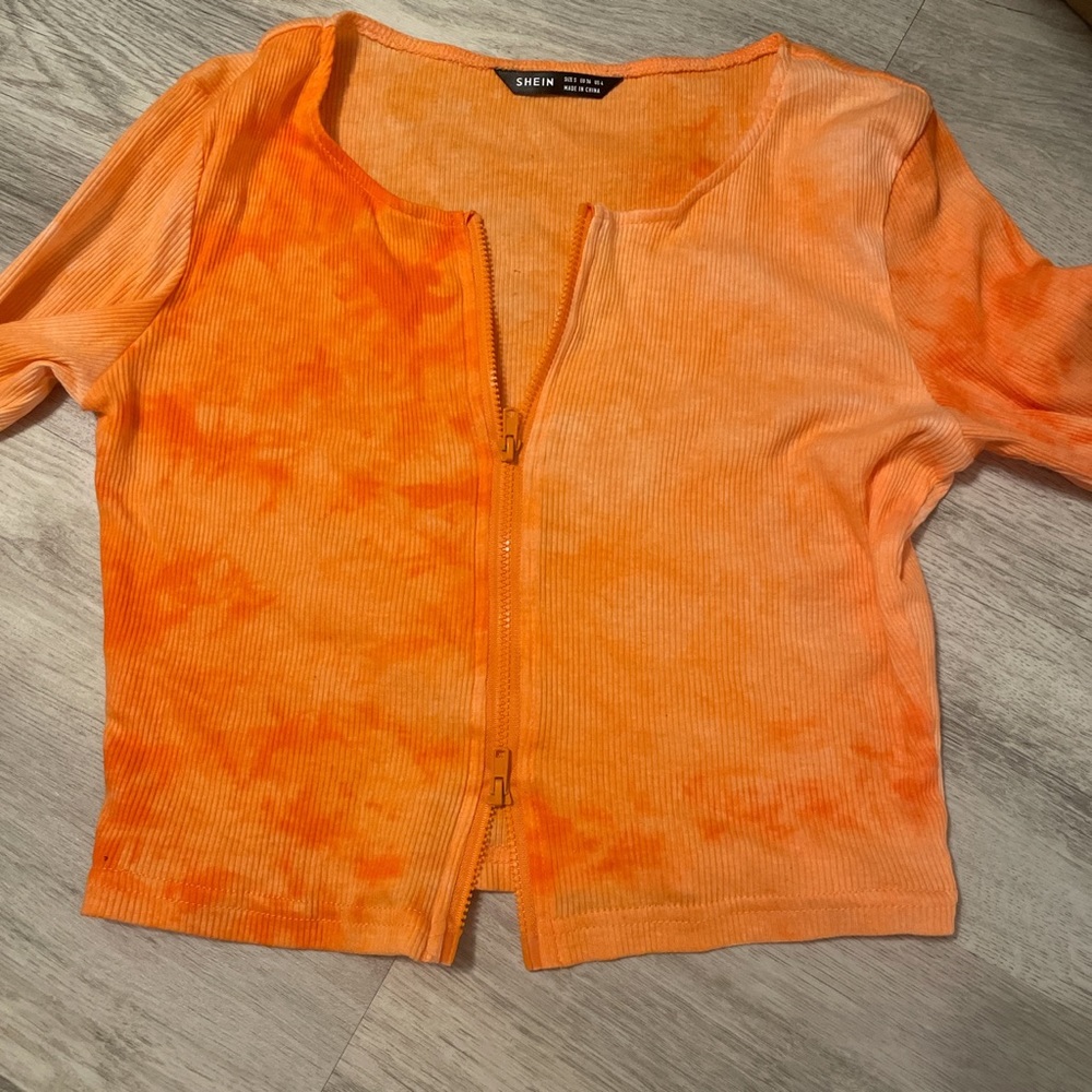 BRAND NEW shein orange tie dye long sleeve top
